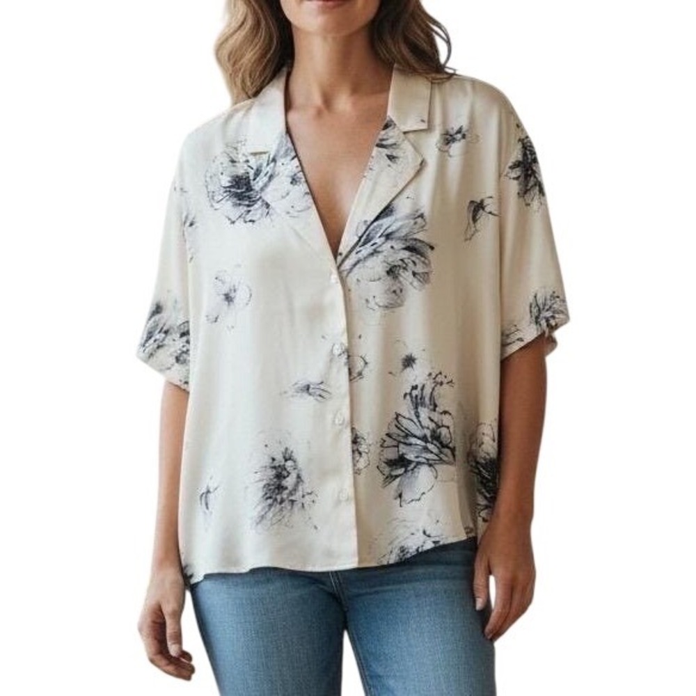 Express Floral Print Button Down Shirt Women  Size M